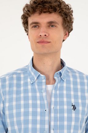 پیراهن آبی مردانه یقه پیراهنی U.S. Polo Assn. - کد 846420386