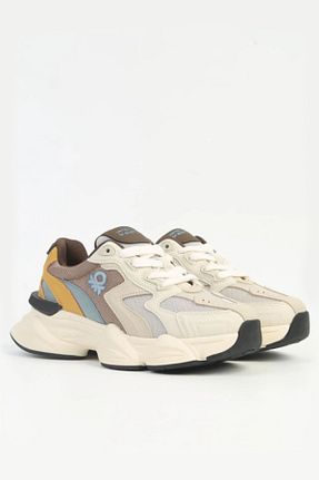 کفش اسنیکر بژ زنانه بند دار Benetton - کد 868988428