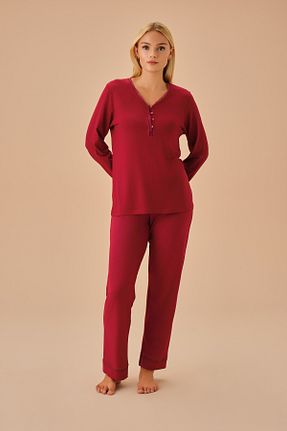 ست لباس راحتی زرشکی زنانه ساده Suwen - کد 862075319
