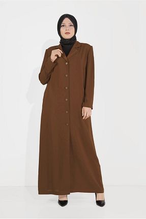 مانتو بلند حجاب قهوه ای زنانه TRENDTESETTÜR - کد 316563724
