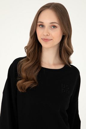 سوئیشرت مشکی زنانه ساده U.S. Polo Assn. - کد 855991277