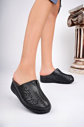 دمپائی مشکی زنانه چرم مصنوعی epaavm - کد 862082275
