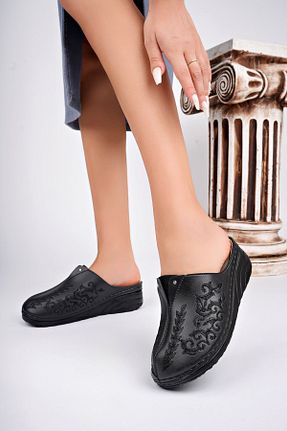 دمپائی مشکی زنانه چرم مصنوعی epaavm - کد 862082275