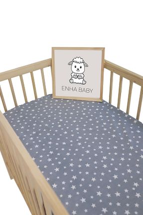 ملحفه کودک و نوزاد طوسی پنبه ای ENHA BABY - کد 816101226