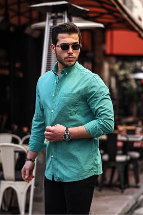 پیراهن آبی مردانه یقه پیراهنی Valiberta - کد 809408729