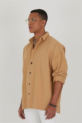 پیراهن بژ مردانه یقه پیراهنی Valiberta - کد 245540971