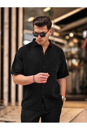 پیراهن مشکی مردانه یقه پیراهنی Valiberta - کد 738516541
