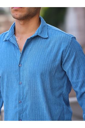 پیراهن آبی مردانه یقه پیراهنی Valiberta - کد 794843397