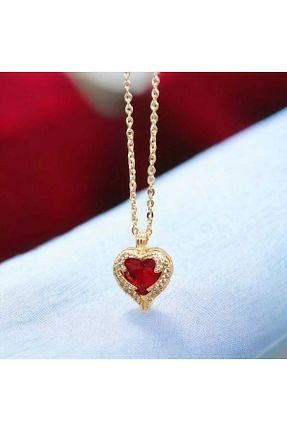 گردنبند جواهر زرشکی زنانه استیل ضد زنگ Last For Sell - کد 862107343