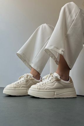 کفش اسنیکر بژ زنانه بند دار Mupa Shoes - کد 833680492