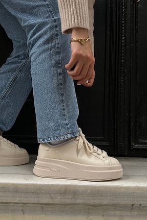 کفش اسنیکر بژ زنانه بند دار Mupa Shoes - کد 862117317