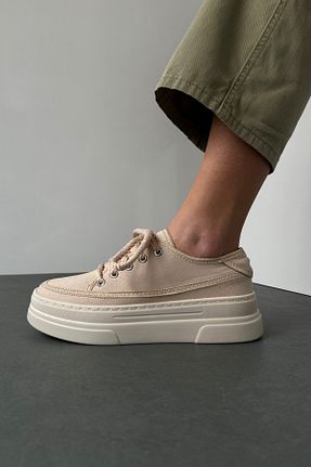 کفش اسنیکر بژ زنانه بند دار Mupa Shoes - کد 815857037