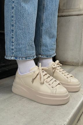 کفش اسنیکر بژ زنانه بند دار Mupa Shoes - کد 862117317