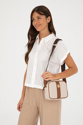 کیف دوشی بژ زنانه چرم مصنوعی U.S. Polo Assn. - کد 833118243