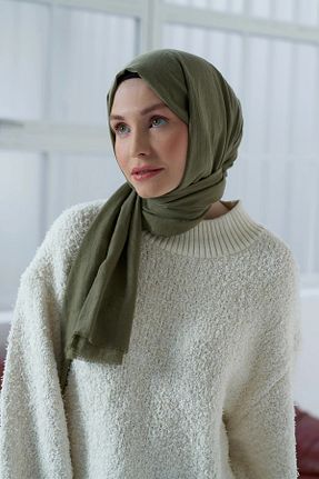 شال سبز زنانه پنبه ای Modakaşmir - کد 812003351