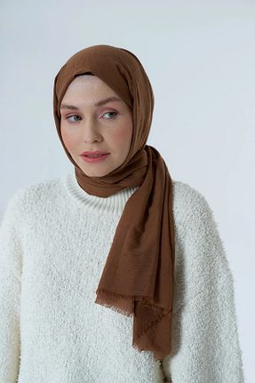 شال قهوه ای زنانه پنبه ای Modakaşmir - کد 811111035