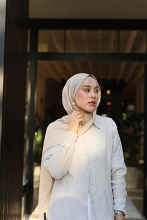 شال خاکی زنانه پنبه پلی استر Genel Markalar - کد 862171842