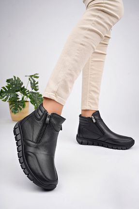 بوت / نیم بوت مشکی زنانه چرم خالص Deripabuc - کد 860236991