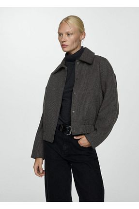 کت طوسی زنانه اورسایز MANGO - کد 856076379