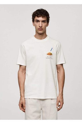 تیشرت سفید مردانه رگولار MANGO Man - کد 834502077