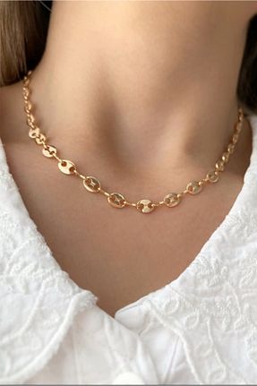 گردنبند استیل ( فولاد ) طلائی زنانه استیل (فولاد) MOD10 - کد 862195059