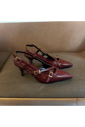 کفش استایلیتو زرشکی پاشنه نازک runa shoes - کد 862321352