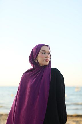 شال بنفش زنانه پنبه ای Modakaşmir - کد 845609485