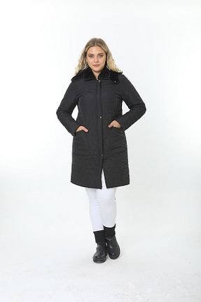کاپشن سایز بزرگ مشکی زنانه Kazak TUTveAL Collection - کد 770114421