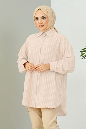 تونیک حجاب بژ زنانه پنبه ای MODAQU - کد 862317951