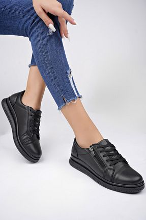 کفش کژوال مشکی زنانه چرم خالص Deripabuc - کد 860238100