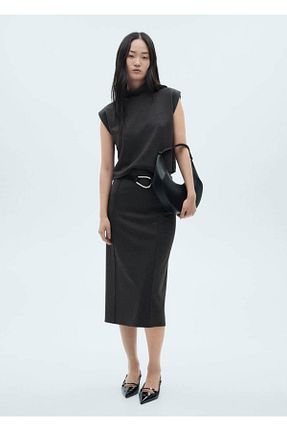 تیشرت طوسی زنانه رگولار MANGO - کد 856988295