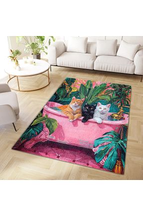 فرش صورتی قابل شستشو Rugs Modern Halı - کد 862441373