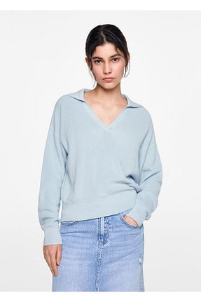 پلیور آبی زنانه ساده MANGO Teen - کد 838922325