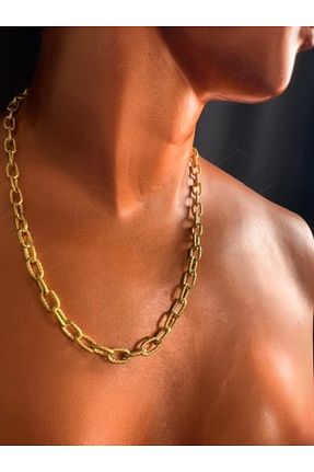 گردنبند استیل ( فولاد ) طلائی زنانه استیل ضد زنگ SEVGİLİ TAKI - کد 825627156