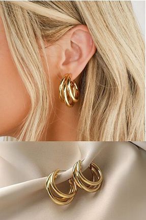 گوشواره جواهر طلائی فلزی MutluBiDünya - کد 862379770