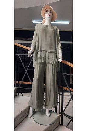 ست بالاتنه و پائین تنه خاکی زنانه بافتنی EREN STYLE - کد 862396363