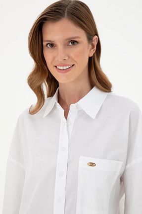 پیراهن سفید زنانه یقه پیراهنی U.S. Polo Assn. - کد 862432381