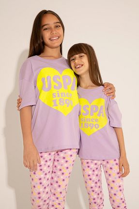 تیشرت بنفش بچه گانه یقه دوچرخه U.S. Polo Assn. - کد 832940053