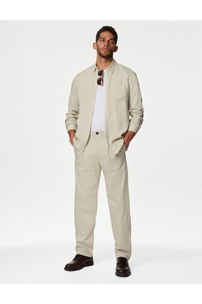 شلوار بژ مردانه پنبه ای Marks & Spencer - کد 852954349
