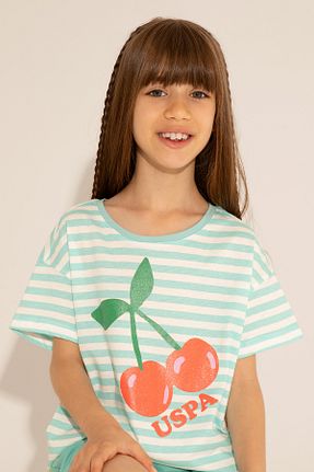 تیشرت آبی بچه گانه یقه دوچرخه U.S. Polo Assn. - کد 833128194