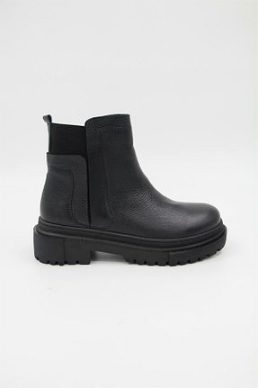 بوت / نیم بوت مشکی زنانه چرم خالص STEP MORE - کد 332608964