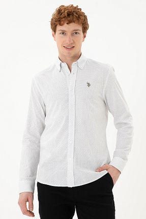 پیراهن سفید مردانه یقه پیراهنی U.S. Polo Assn. - کد 833115601