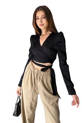 بلوز مشکی زنانه ساده ACTRİS - کد 861759350