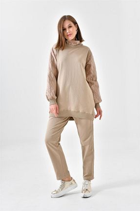 ست بالاتنه و پائین تنه بژ زنانه بافتنی FTZ WOMEN - کد 764717073