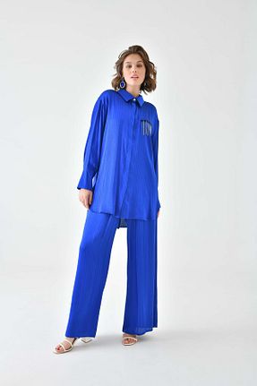 ست بالاتنه و پائین تنه سرمه ای زنانه بافتنی FTZ WOMEN - کد 799551487