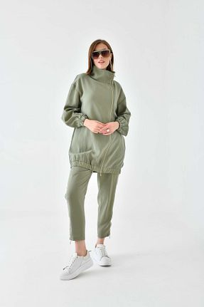 ست بالاتنه و پائین تنه خاکی زنانه بافتنی FTZ WOMEN - کد 799551020