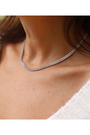 گردنبند طلا سفید زنانه 14 عیار Yenigün Kuyumculuk - کد 770016092