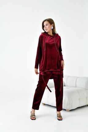 ست بالاتنه و پائین تنه زرشکی زنانه بافتنی FTZ WOMEN - کد 861778419