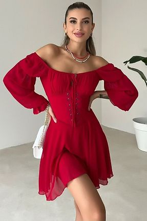 لباس قرمز زنانه بافتنی Ottawe - کد 861814348