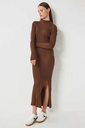 لباس قهوه ای زنانه تریکو Lovelyİstanbul - کد 861824917